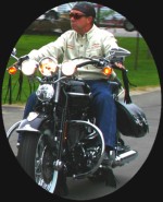 Billy enjoying a spin on his Harley Davidson